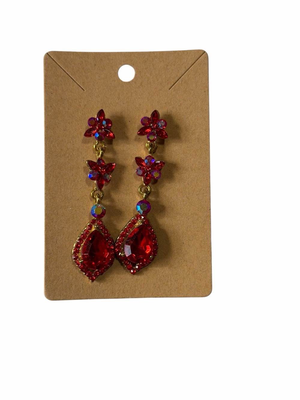 Red Crystal Drop Dangle Earrings - Women Jewelry